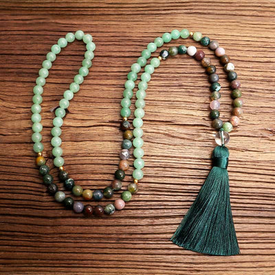 Olivenorma Green Aventurine Indian Agate Necklace Bracelet Mala