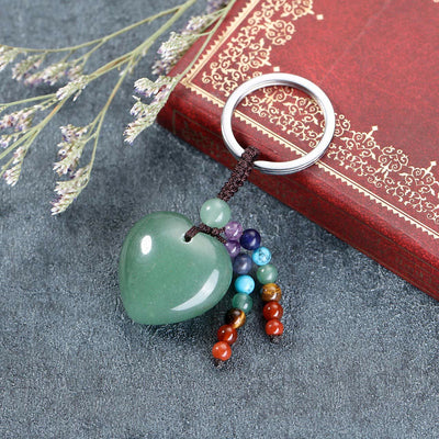 Olivenorma Natural Crystal Heart Keychain