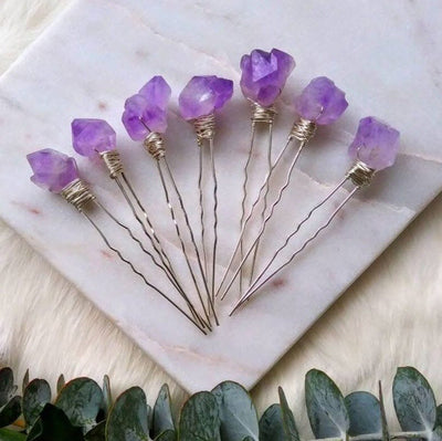 Olivenorma Natural Amethyst Quartz Flower Hairpin