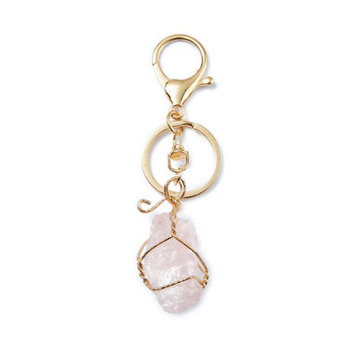 Olivenorma Raw Crystal Keychain Gemstone Pendant Keychain - Rose Quartz - image 11