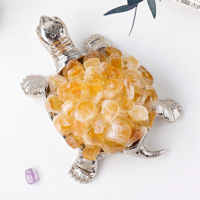 Olivenorma Natural Crystal Cluster Turtle Ornament Lamp Gemstone Decoration