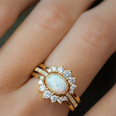 Olivenorma Opal Stacking Three Layer Ring Ring