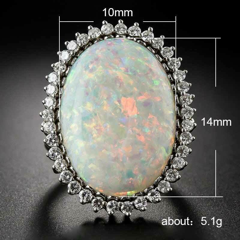 Olivenorma Oval White Opal Wedding Ring