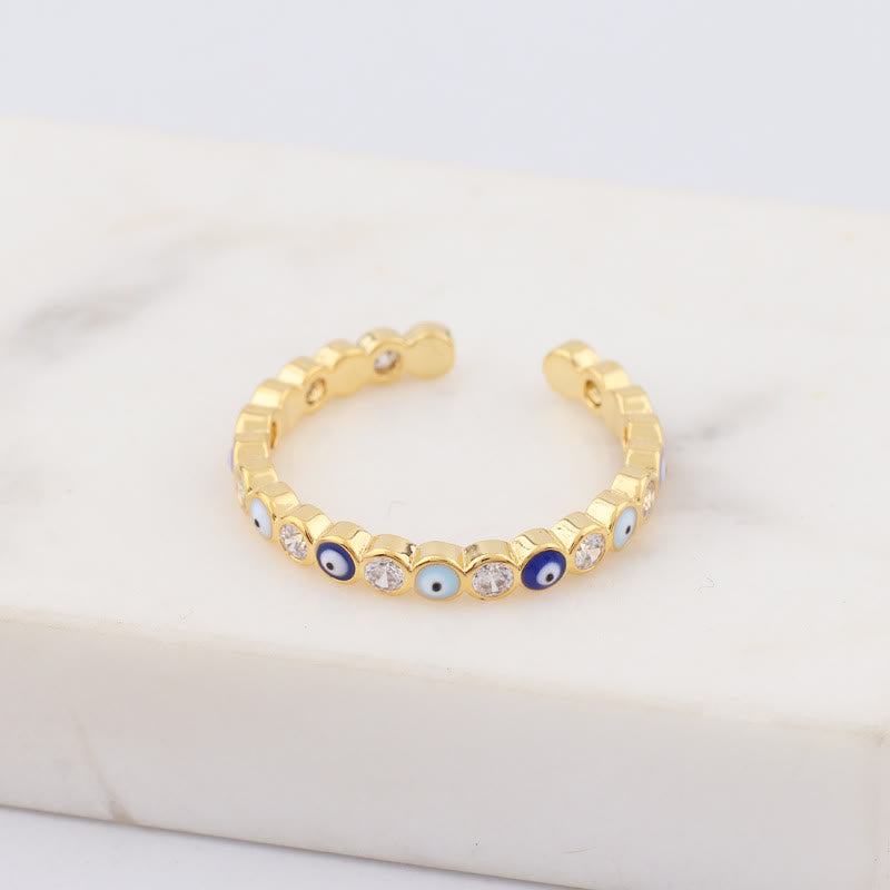 Olivenorma Colorful Evil Eye White Zircon Adjustable Ring