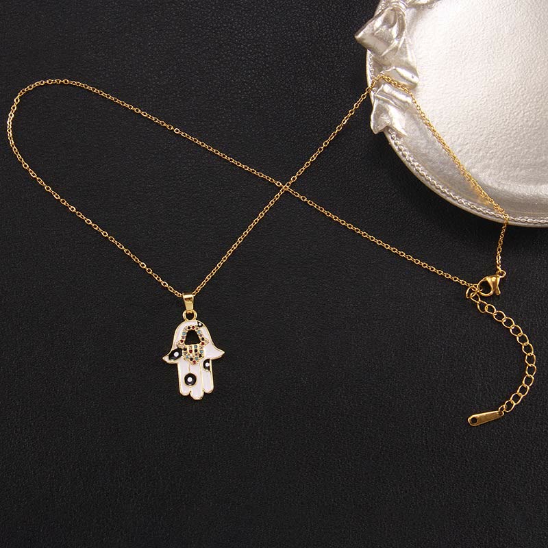 Olivenorma "Good Fortune" Hamsa With Evil Eye Necklace