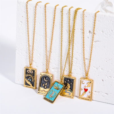 Olivenorma Zircon Electroplated Gold Tarot Oil Drop Necklace