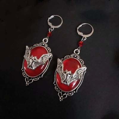 Obsidian Halloween Bat Earrings