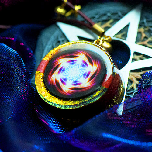 Olivenorma Maelstrom of Metatronic Fire Pendant Orgone Necklace