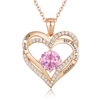 Olivenorma "I love you for always and forever" - Birtshtone Heart Necklace - Rosegold - October - image 13