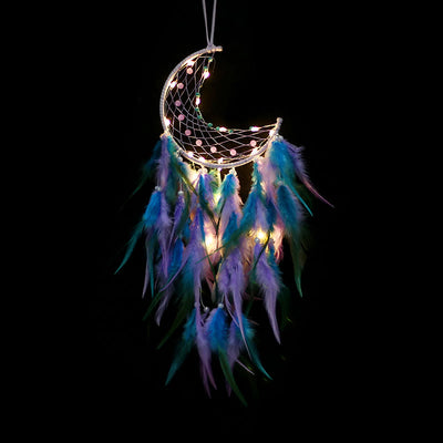 Olivenorma Handmade Beaded Turquoise Purple Jade Moon Dream Catcher