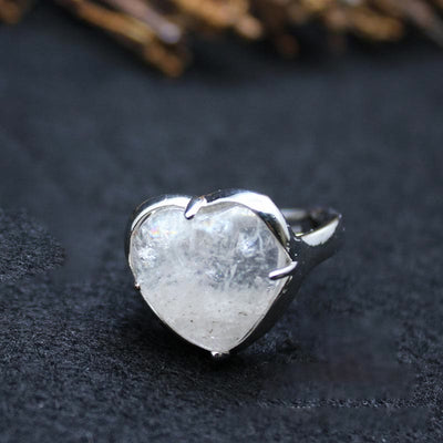 Olivenorma Natural Stone Crystal Heart Ring